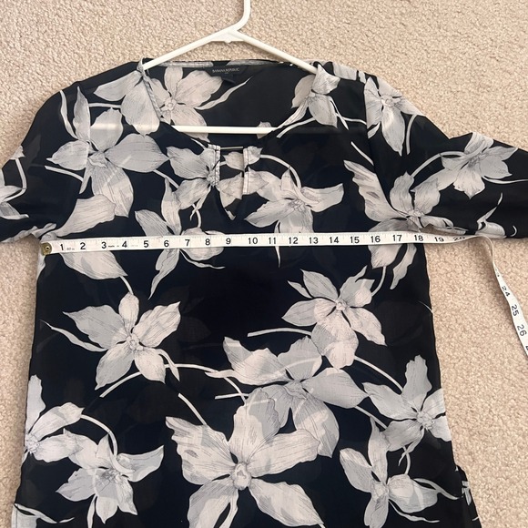 Banana Republic Floral Print Black Long Sleeve Blouse Top XS - Picture 7 of 10